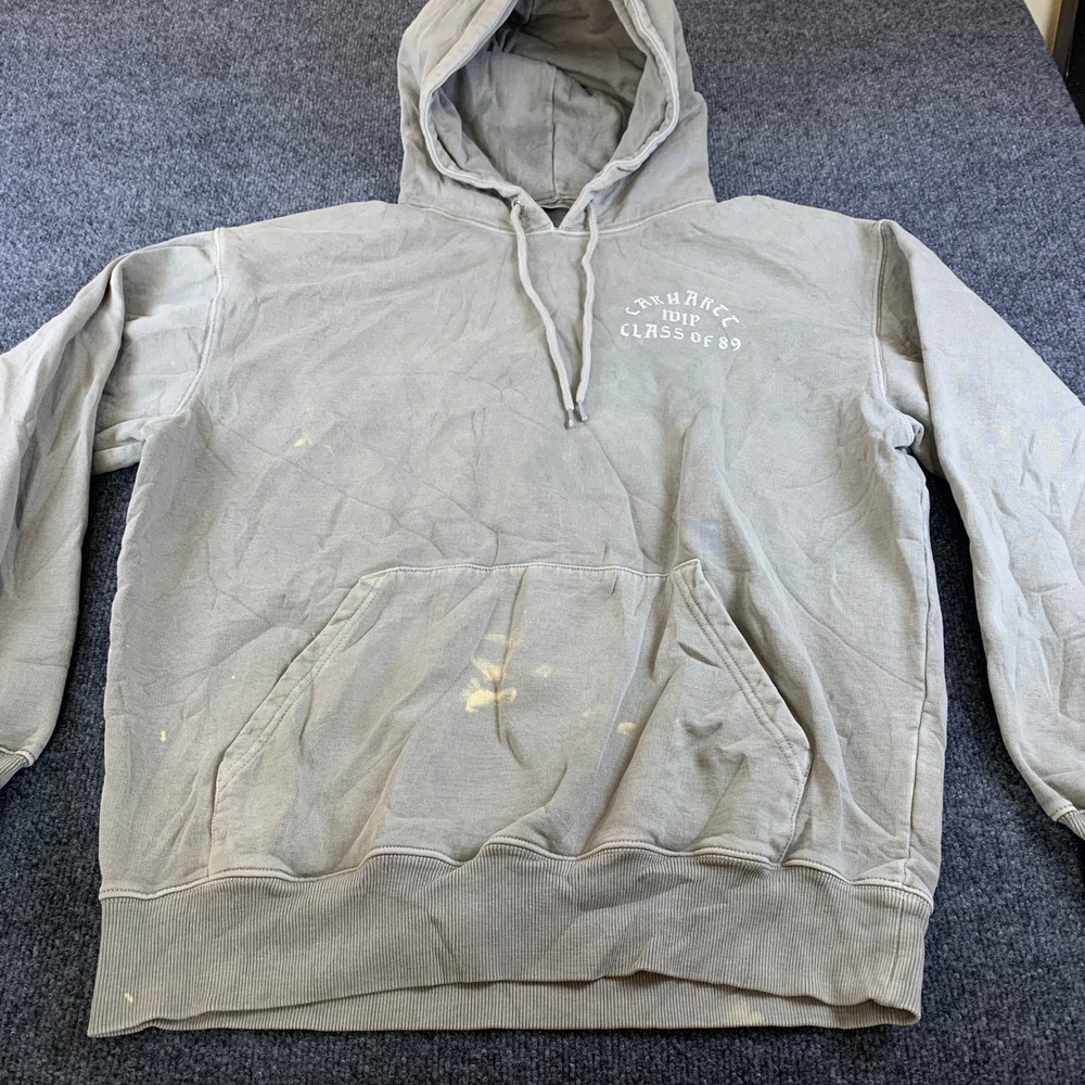 Carhartt WIP Hooded Class of 89 Sweatshirt Faded Green Graphic Hoodie Mens L